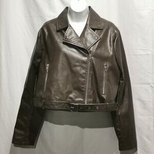 Chocolate Faux Leather Jacket Size 0XL NWOT #155